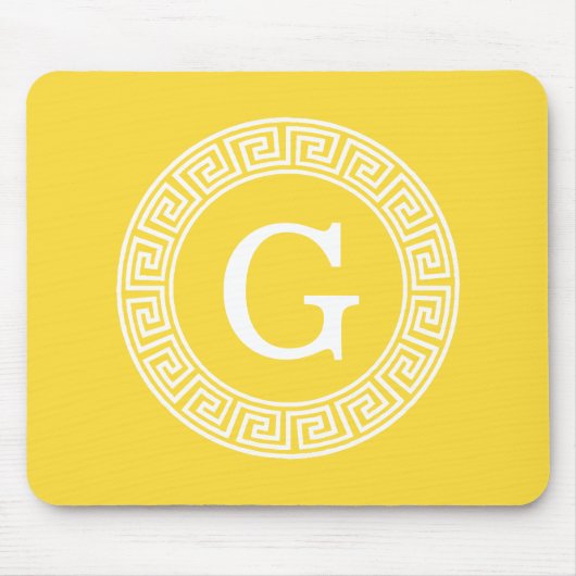 パイナップルWhtギリシャ語鍵Rndフレームイニシャルモノグラム マウスパッド (正面)