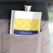 パイナップルWhtファンシークローバーネイビーネームモノグラム フラスク (インサイチュ)