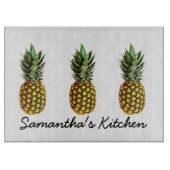 パイナパーソナライズされたップル用ガラス切断板 カッティングボード (正面)