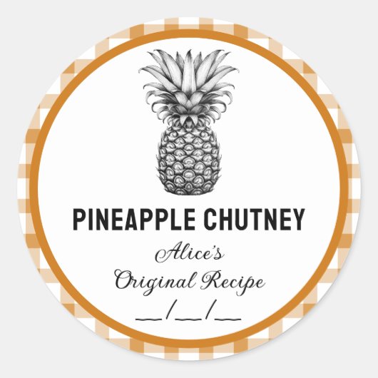 パイナ市松模様にルchutney缶詰ラベル ラウンドシール (正面)