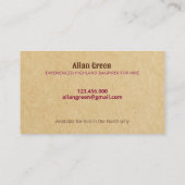 パイパーを雇うためのベーピパー 名刺 (裏面)