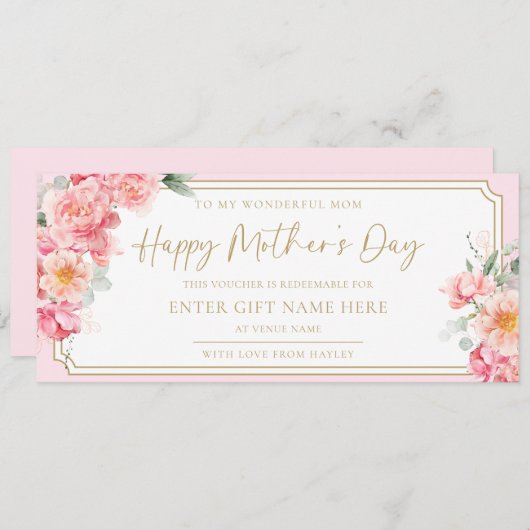 パイパーピーニーハッピーマザーズデイギフトバウチャーカード 招待状 (正面/裏面)