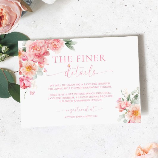 パイパーピーニーフローラバタフライブライダルシャワー詳細 エンクロージャーカード