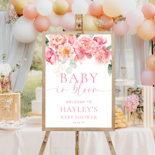 パイパーピーニーベビーイン開花シャワー歓迎サイン ポスター