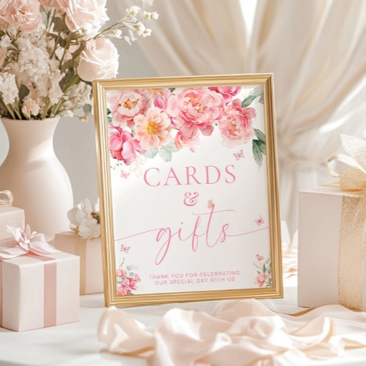 パイパー牡丹フローラ蝶カードとギフトサイン ポスター