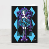 "パイパー"のティール(緑がかった色)のトンボの妖精の挨拶状 カード (正面)