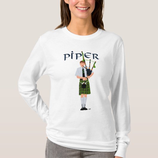 パイパー グリーン プリント Tシャツ (正面)
