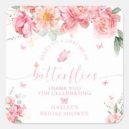 パイパー ピオニー バタフライ ブライダル シャワー フェイバー スクエアシール
