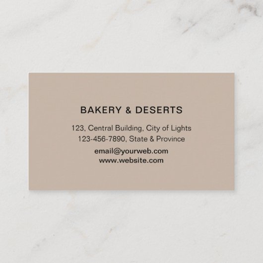 パイピングバッグウィスクベーキングカップケーキペストリーシェフ 名刺 (裏面)