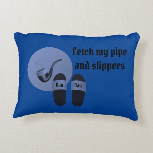 パイプおもしろいとスリッパを彼のために アクセントクッション (裏面)