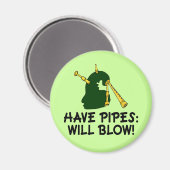 パイプおもしろいを持ってバ吹ッガー贈り物 マグネット (正面/裏面)