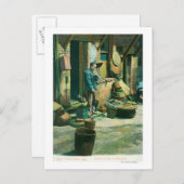 パイプから男の喫煙を見る ポストカード (正面/裏面)