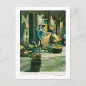 パイプから男の喫煙を見る ポストカード (正面)