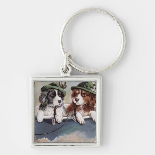 パイプで帽子の子犬 キーホルダー (正面)