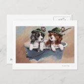 パイプで帽子の子犬 ポストカード (正面/裏面)