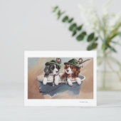 パイプで帽子の子犬 ポストカード (スタンド正面)