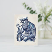 パイプと魚を腕に抱えた船員 ポストカード (スタンド正面)