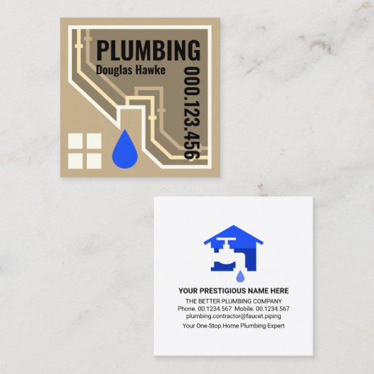 パイプのホームフレームのリーク スクエア名刺 (正面/裏面)