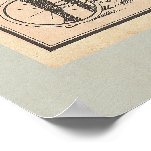 パイプのヴィンテージを吸うバイシクリストおもしろい ポスター (角)