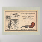 パイプのヴィンテージを吸うバイシクリストおもしろい ポスター (正面)