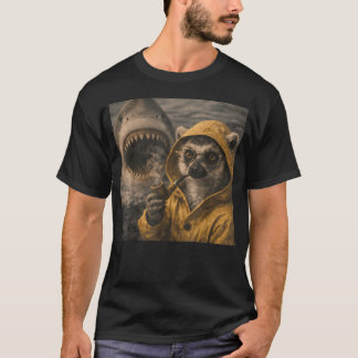 パイプを吸うワモンゴリラのサメに襲われる面白いミーム Tシャツ