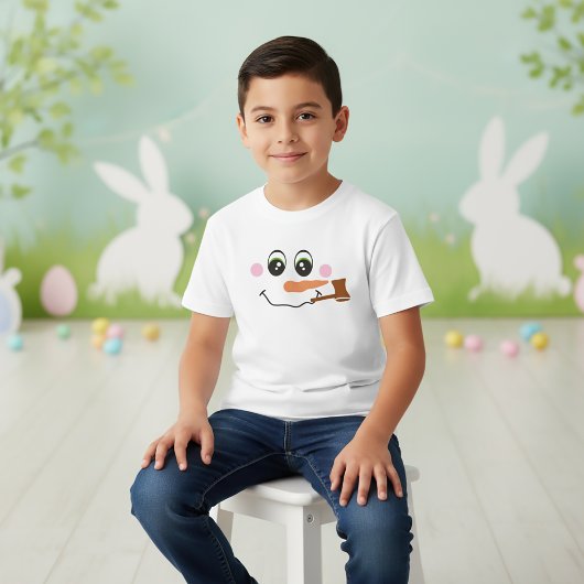 パイプを持った雪だるまの顔の子供用Tシャツ Tシャツ