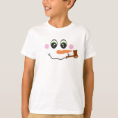 パイプを持った雪だるまの顔の子供用Tシャツ Tシャツ (正面)