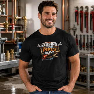 パイプを生き生きと保つ 面白い配管工グッズ Tシャツ