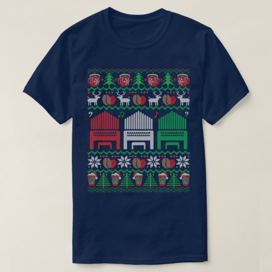 パイプオルガンブリークリスマスセーターコーヒーラバーGIF Tシャツ (デザイン正面)