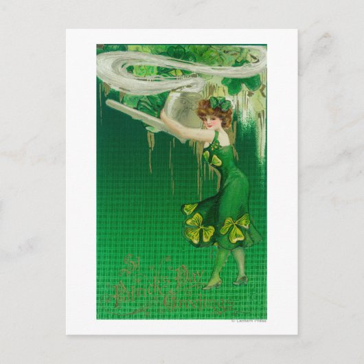 パイプシーンを持つ緑の女性 ポストカード (正面)
