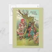 パイプフランスのヴィンテージ付きイースターバニー シーズンポストカード (正面/裏面)