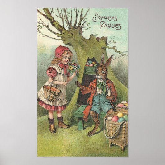パイプフランスのヴィンテージ付きイースターバニー ポスター (正面)
