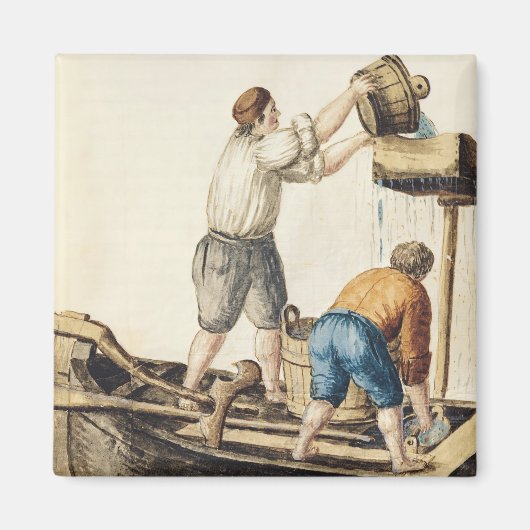 パイプラインに水を注ぐ船頭 マグネット (正面)