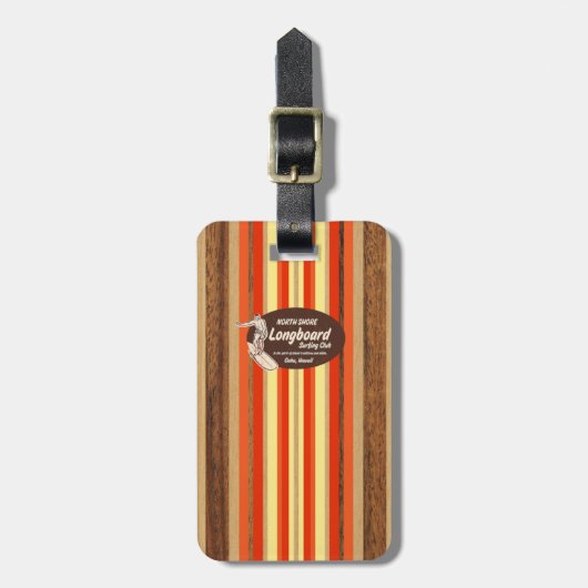 パイプラインのサーフボードのハワイのストライプのな荷物のラベル ラゲッジタグ (正面縦)