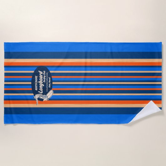 パイプラインのサーフボードのハワイのストライプの-ロイヤルブルー ビーチタオル (正面)