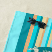 パイプラインサーフボードストライプのハワイアン – アクア ビーチタオル (インサイチュ)