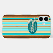 パイプラインサーフボードハワイアンストライプアクア  Case-Mate iPhoneケース (裏面 (横))