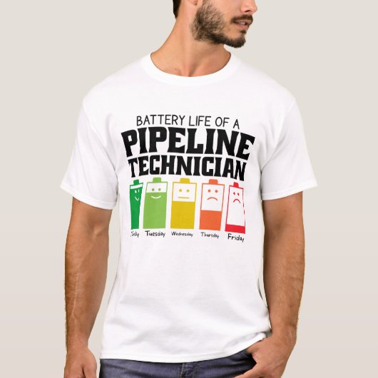 パイプライン技術者のバッテリ寿命 Tシャツ (正面)