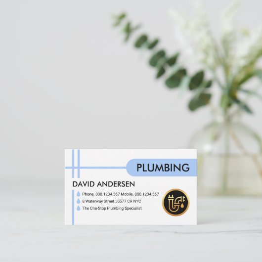 パイプライン配管の青い漏れ 名刺 (スタンド正面)