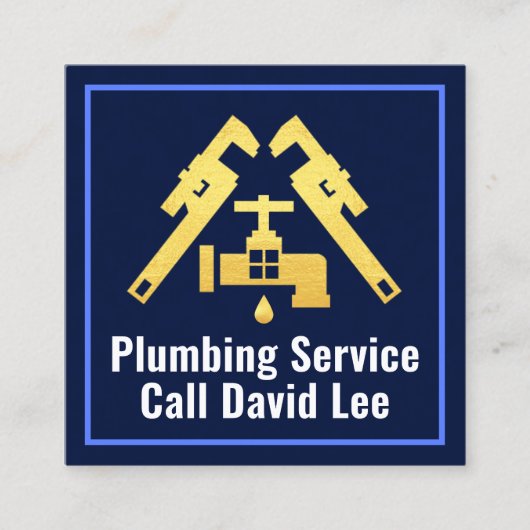 パイプレンチ水栓漏れ屋根 スクエア名刺 (正面)