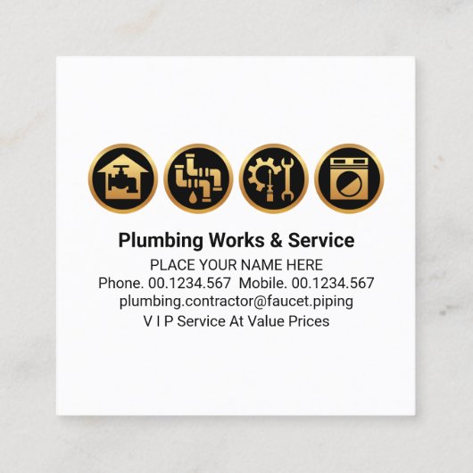 パイプレンチ水栓漏れ屋根 スクエア名刺 (裏面)