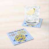 パイプン感おもしろい謝祭秋ディナーパーティー スクエアペーパーコースター (インサイチュ)