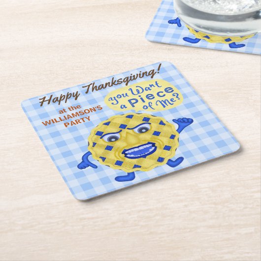 パイプン感おもしろい謝祭秋ディナーパーティー スクエアペーパーコースター (アングル)
