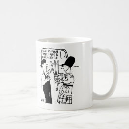 パイプ凍ってい – 配管工がバグパイプを持つ男性を補助 コーヒーマグカップ