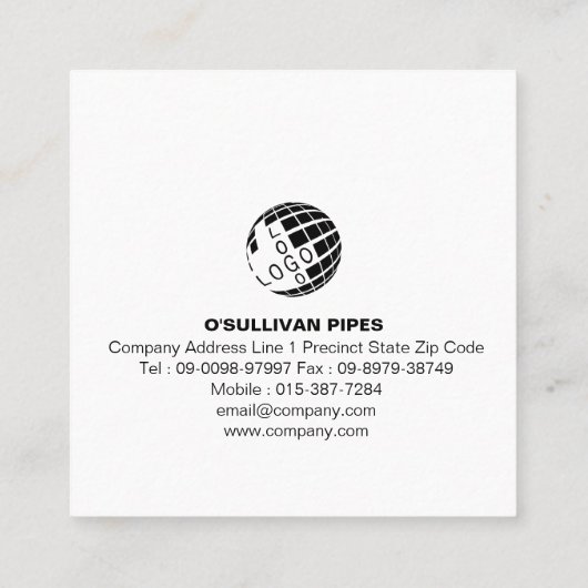 パイプ層配管配管用正方形の名刺 スクエア名刺 (裏面)