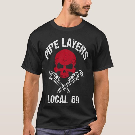 パイプ画層ローカル69配管工いけな器+配管設備 Tシャツ (正面)