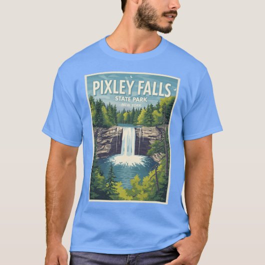 パイリーフォールズ州立公園のビンテージイラスト N Tシャツ (正面)