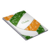 パイリー羽毛グリーンオレンジボホバレーボール ノートブック (右側)