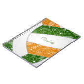 パイリー羽毛グリーンオレンジボホバレーボール ノートブック (左側)