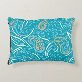 パイルを特徴とする複雑なターコイズ生地デザイン アクセントクッション